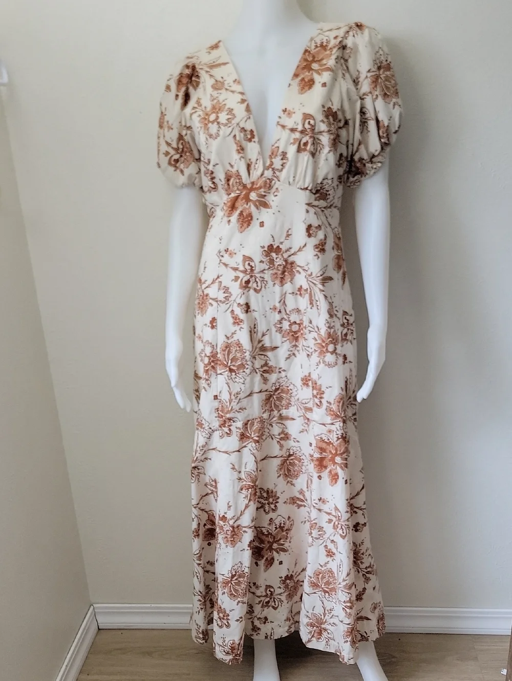 Abercrombie & Fitch Floral Maxi Dress Puff Sleeve Cottage Boho Hippie